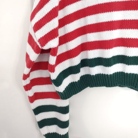 mi Ami | Sweaters | Mi Ami Red Green Sweater Cropped Cotton Ls Crew Neck  Oversized S | Poshmark